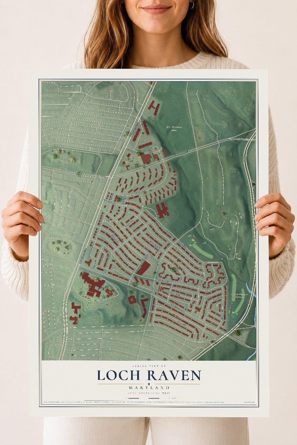 Map of Loch Raven, Maryland, 18 x 24 inch unframed archival matte print