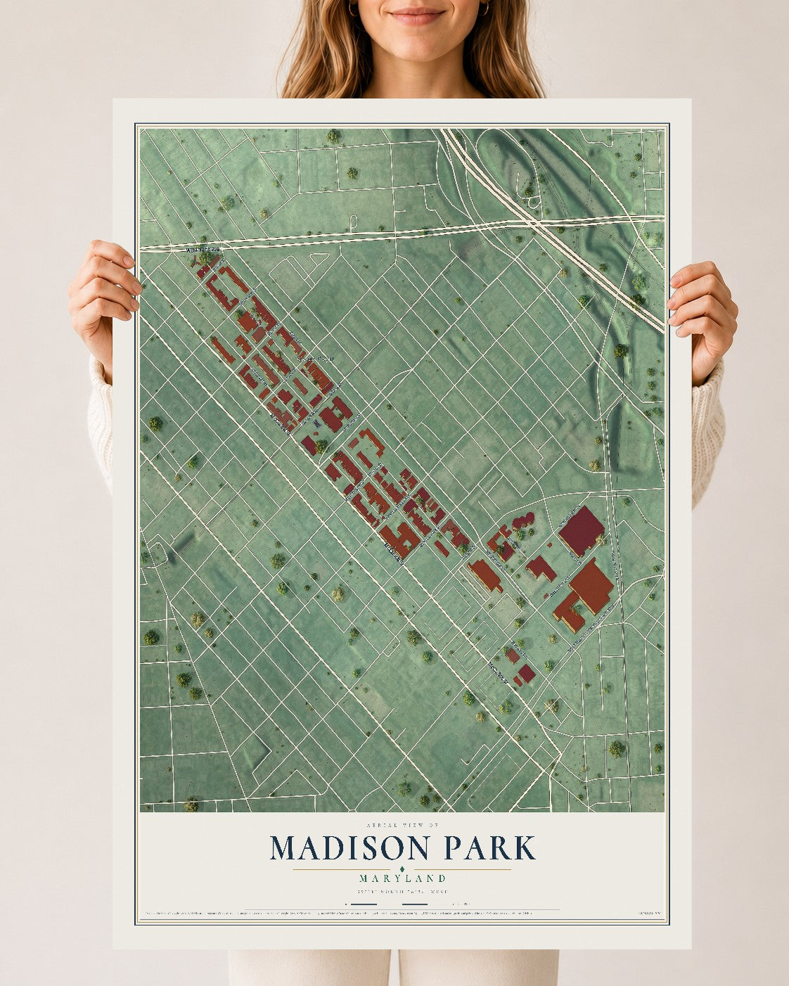 Map of Madison Park, Maryland, 24 x 36 inch unframed archival matte print