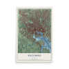 Map of Baltimore, Maryland, 12 x 18 inch unframed archival matte print