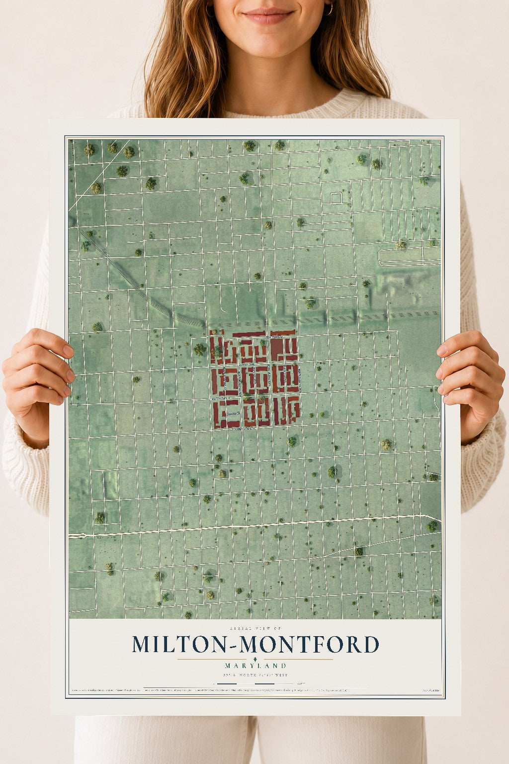 Map of Milton-Montford, Maryland, 18 x 24 inch unframed archival matte print