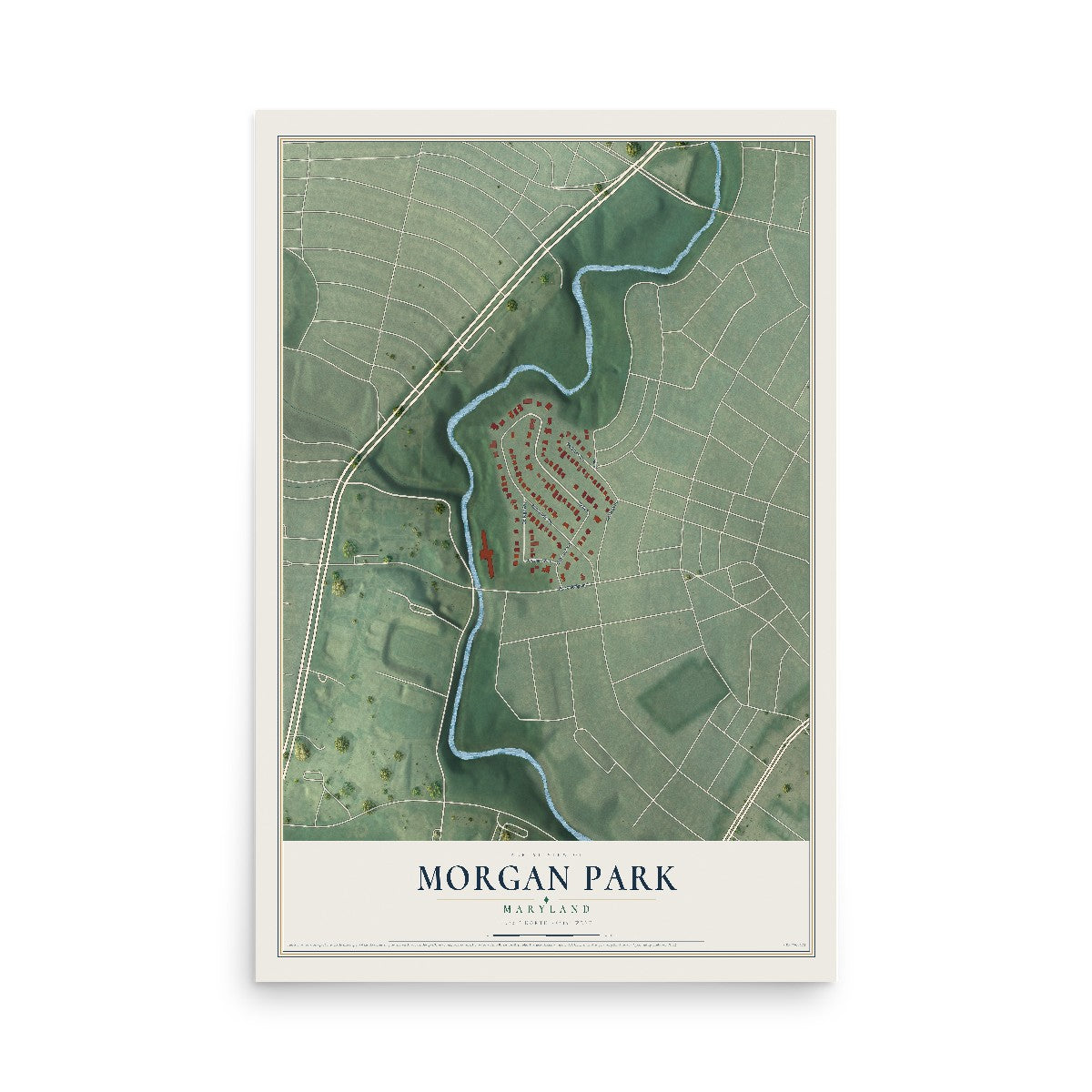 Map of Morgan Park, Maryland, 12 x 18 inch unframed archival matte print