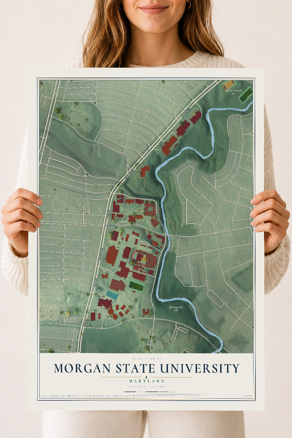 Map of Morgan State University, Maryland, 18 x 24 inch unframed archival matte print