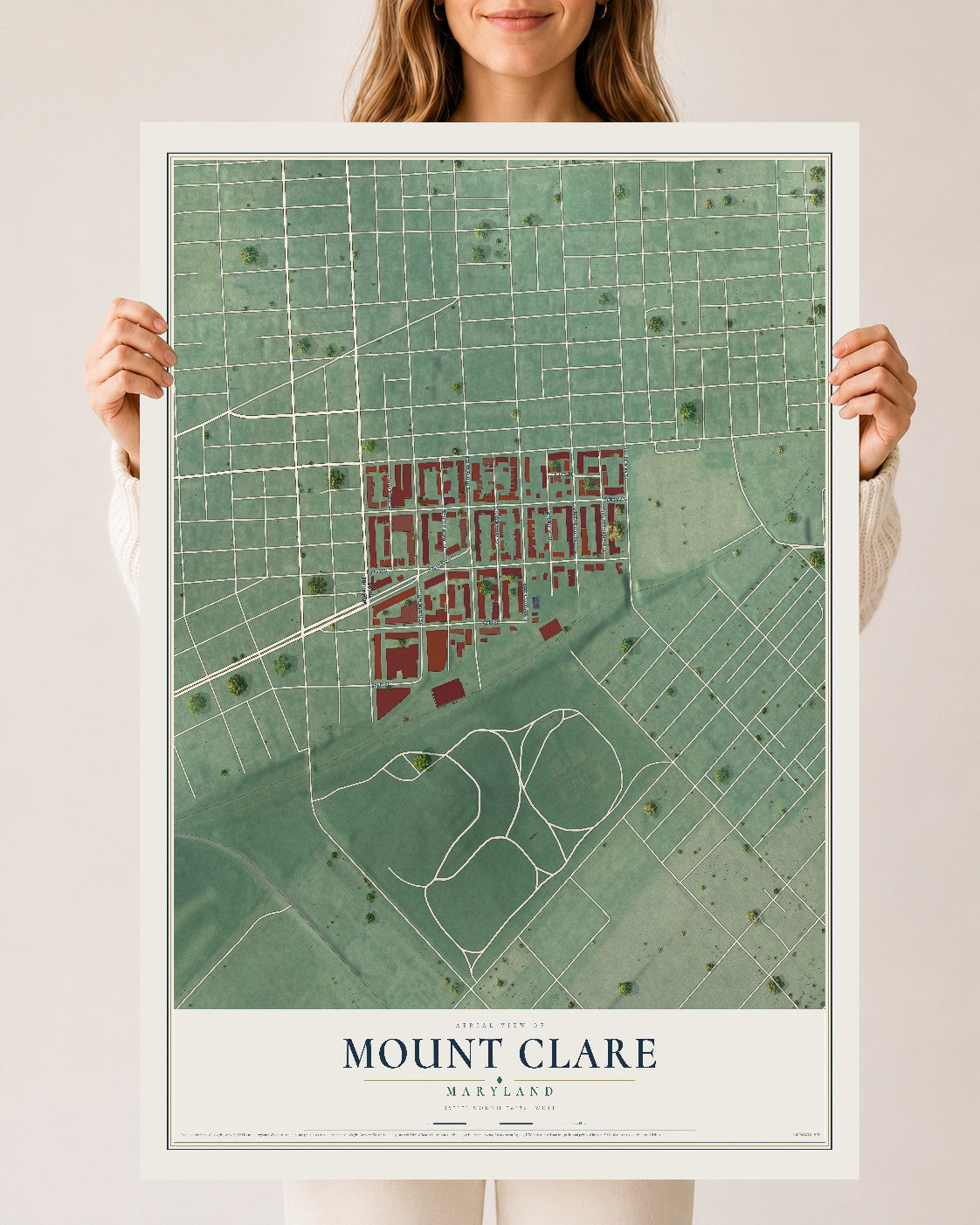 Map of Mount Clare, Maryland, 24 x 36 inch unframed archival matte print