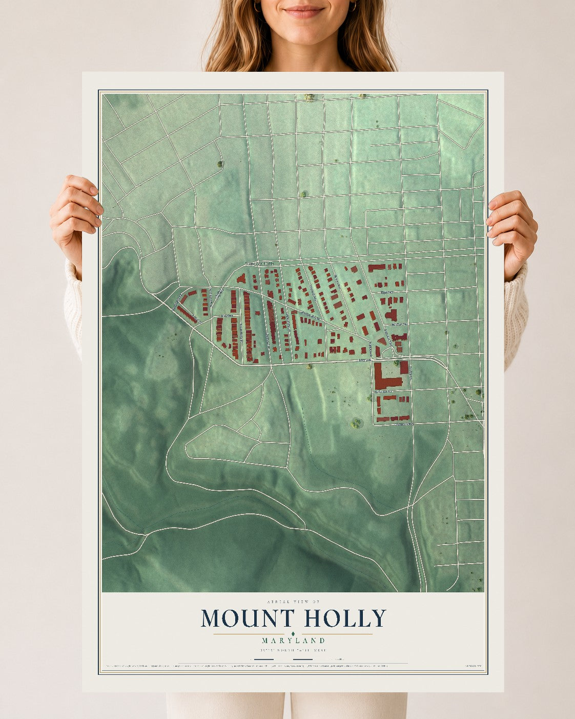 Map of Mount Holly, Maryland, 24 x 36 inch unframed archival matte print