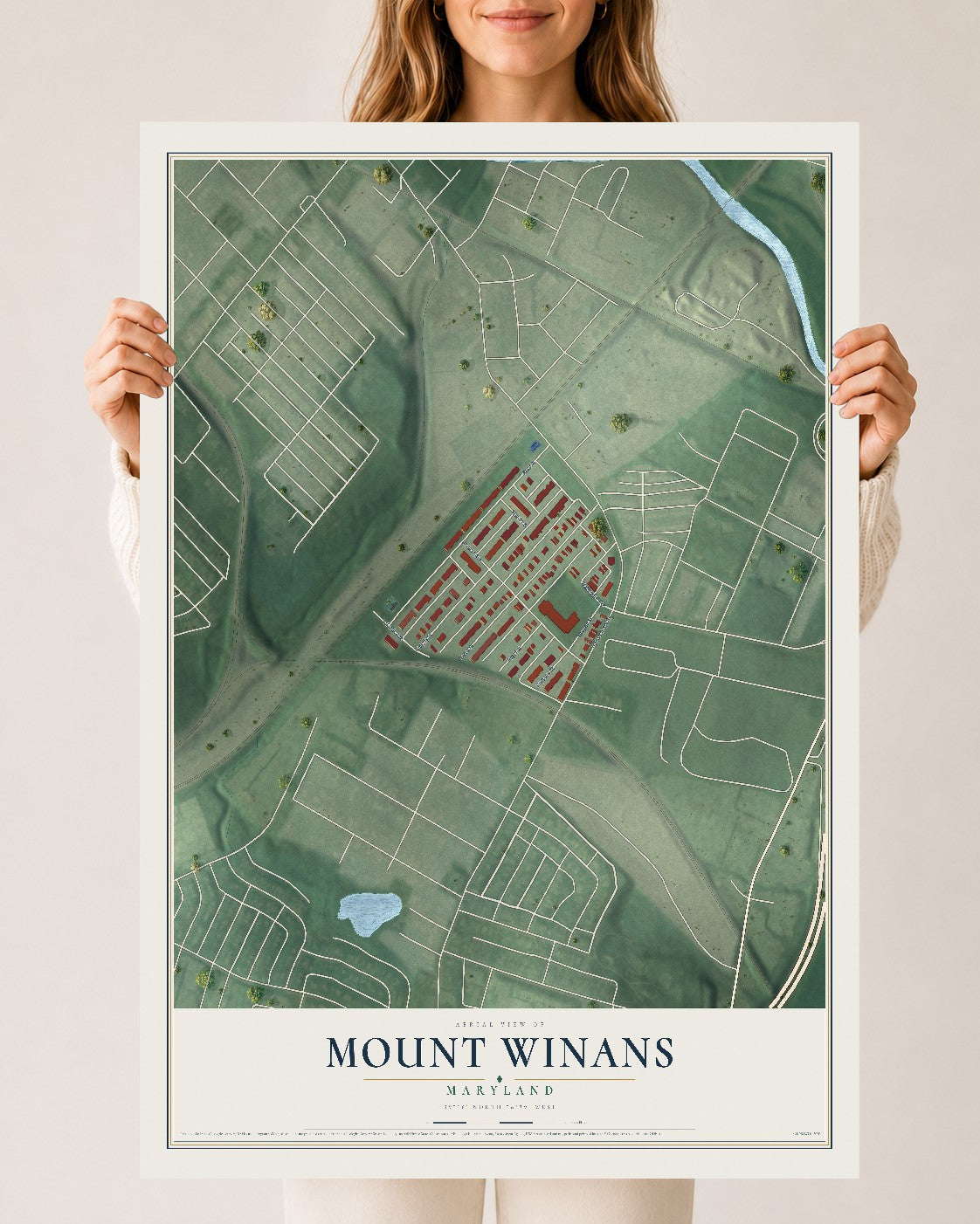 Map of Mount Winans, Maryland, 24 x 36 inch unframed archival matte print