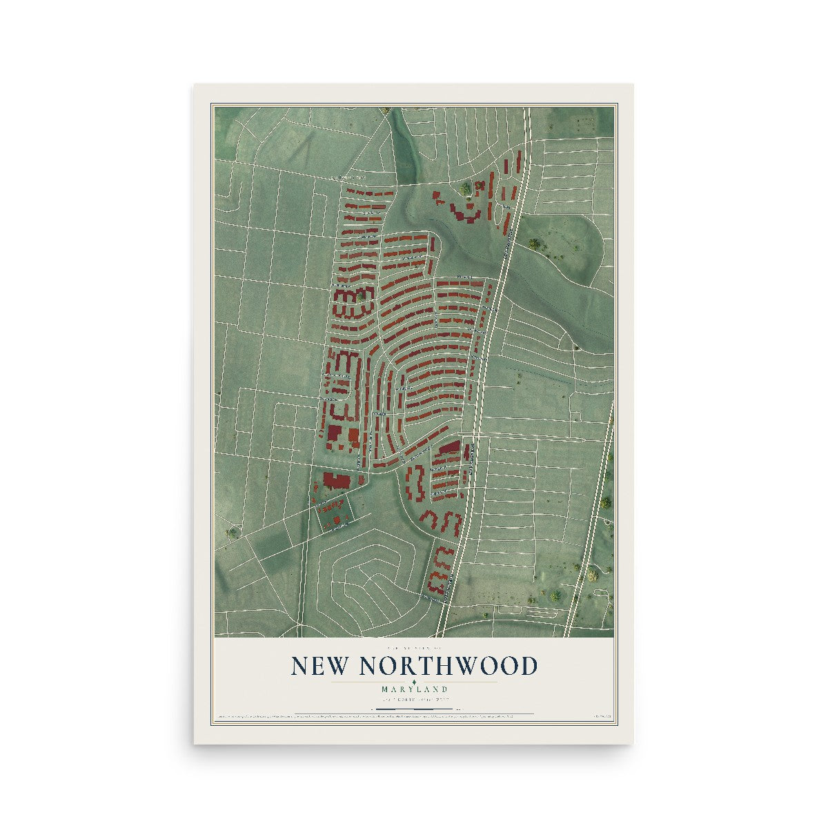 Map of New Northwood, Maryland, 12 x 18 inch unframed archival matte print