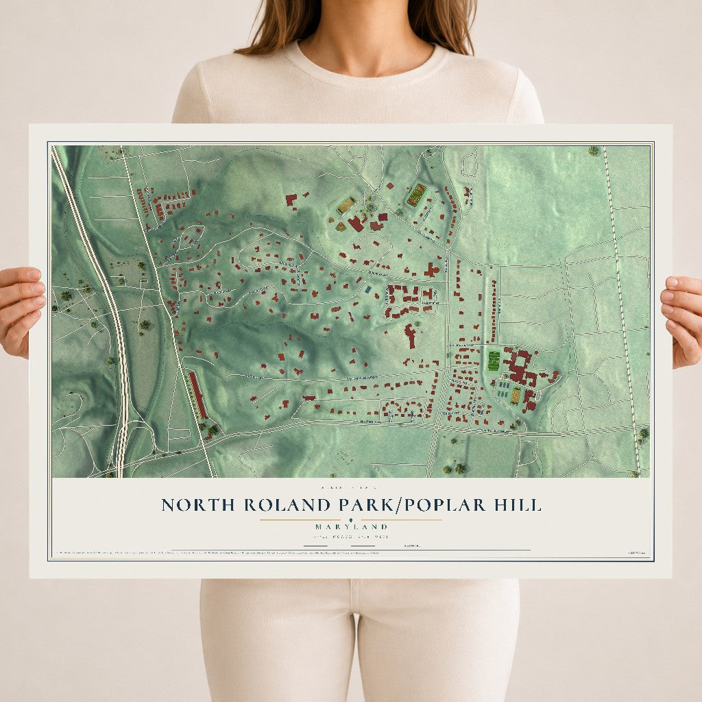 Map of North Roland Park-Poplar Hill, Maryland, 18 x 24 inch unframed archival matte print