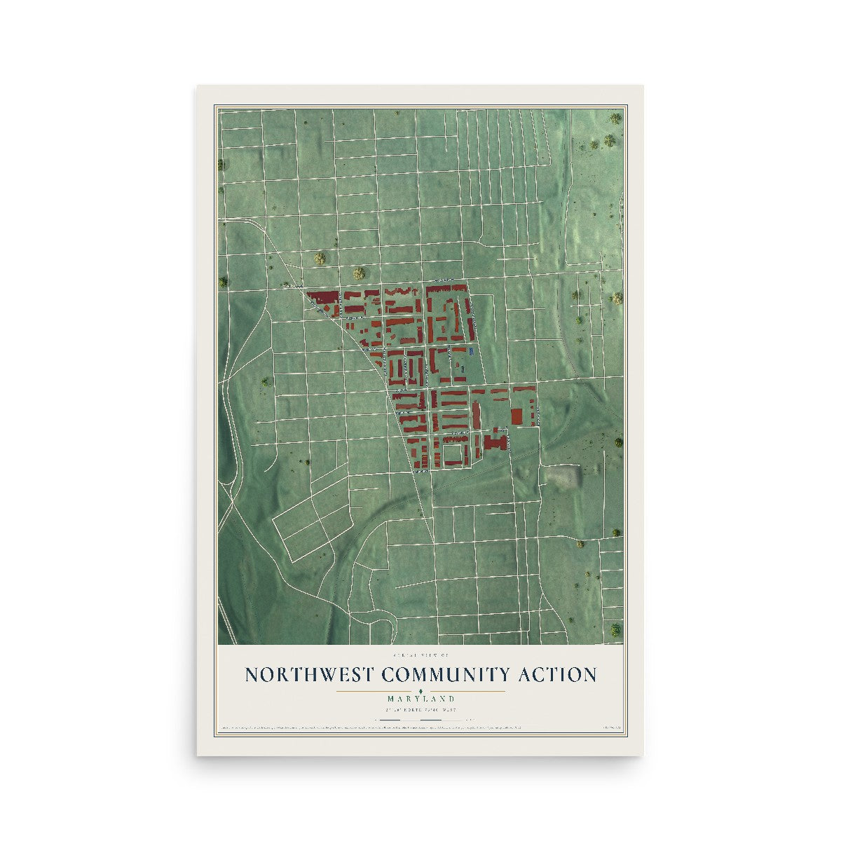 Map of Northwest Community Action, Maryland, 12 x 18 inch unframed archival matte print