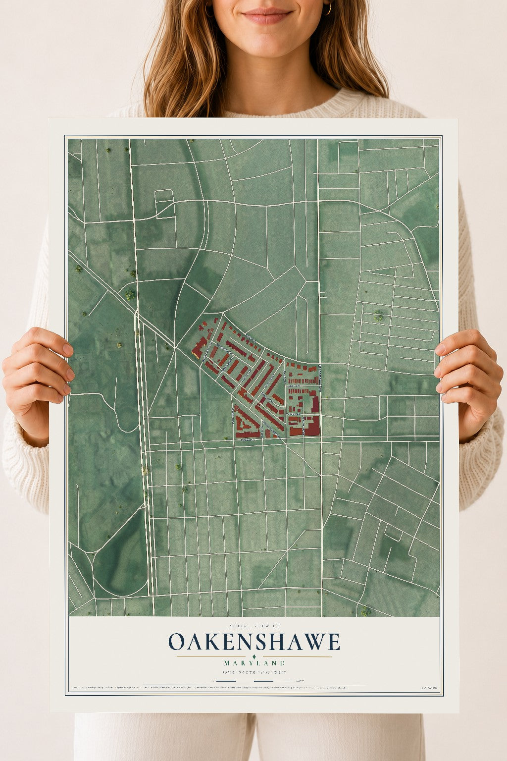 Map of Oakenshawe, Maryland, 18 x 24 inch unframed archival matte print
