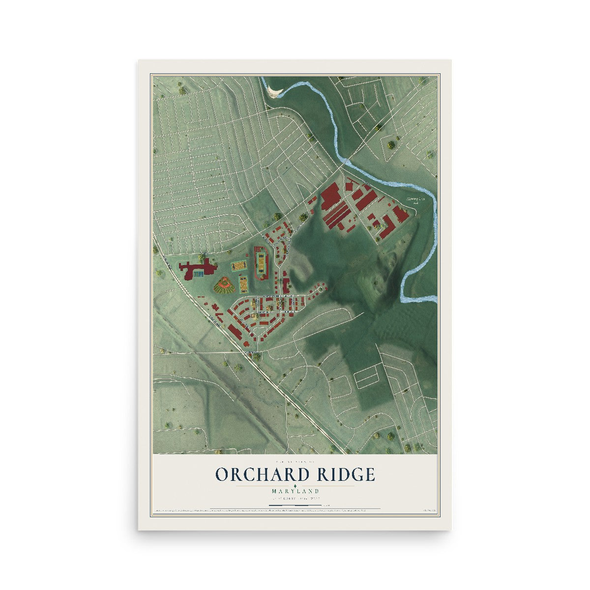 Map of Orchard Ridge, Maryland, 12 x 18 inch unframed archival matte print