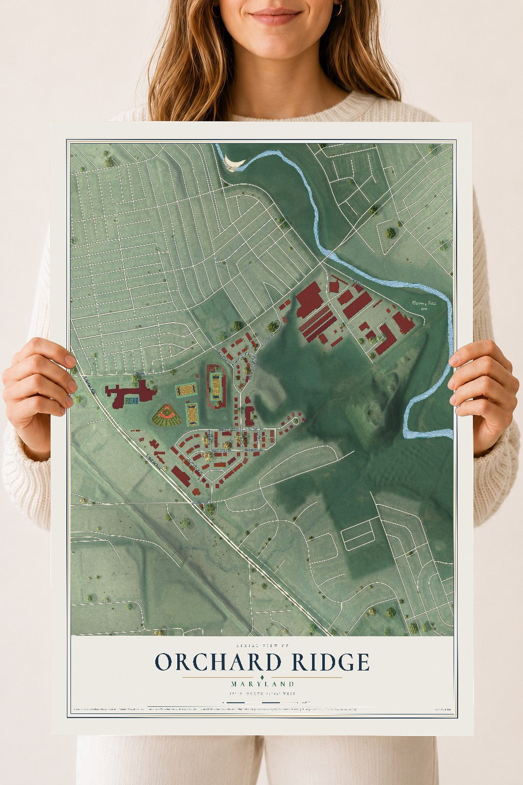 Map of Orchard Ridge, Maryland, 18 x 24 inch unframed archival matte print