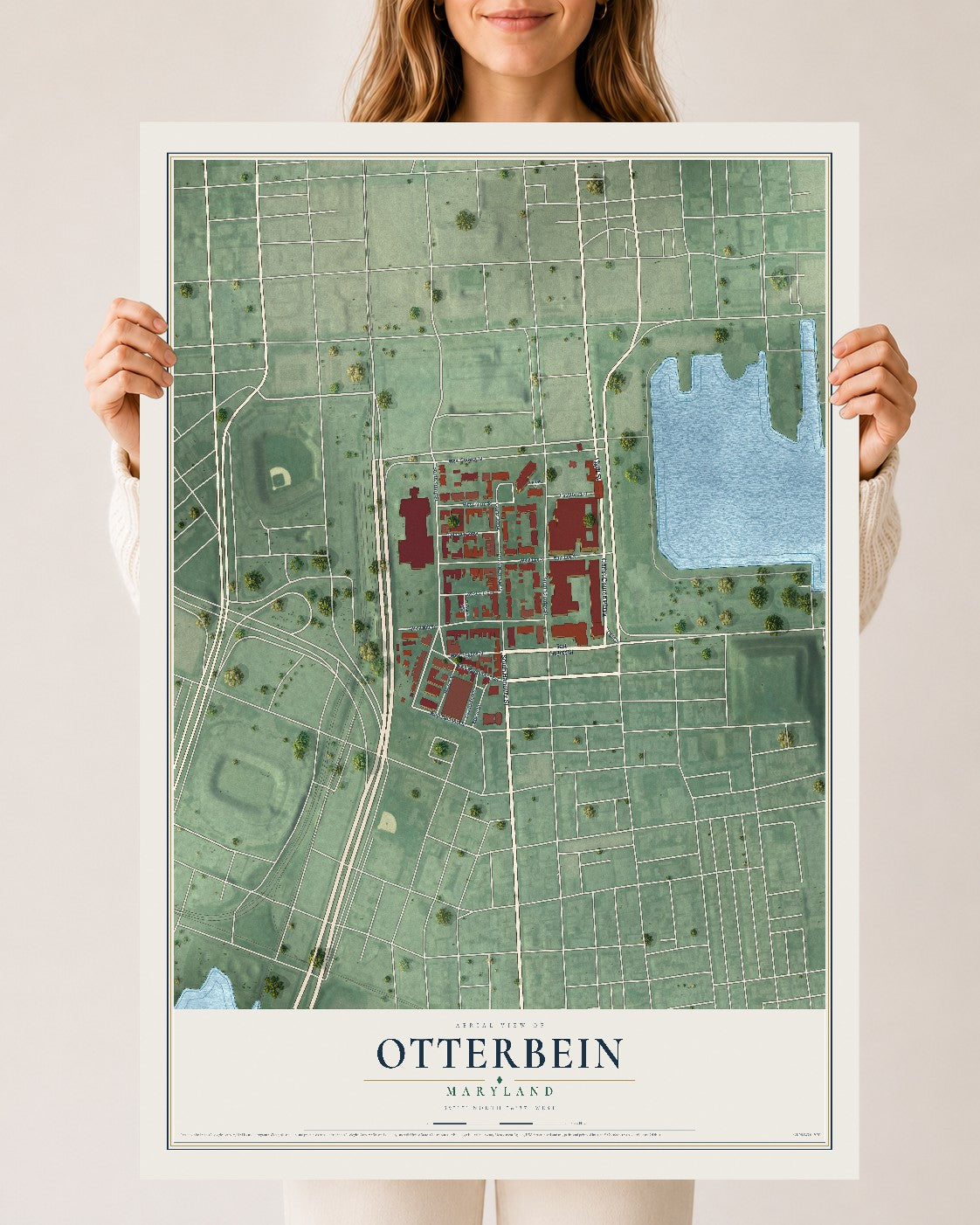 Map of Otterbein, Maryland, 24 x 36 inch unframed archival matte print