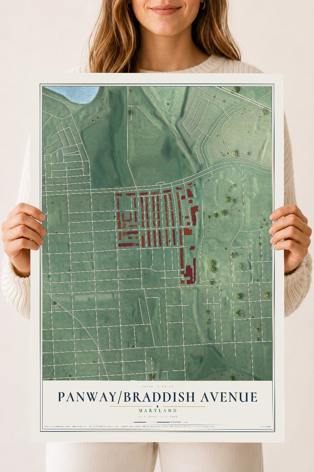 Map of Panway-Braddish Avenue, Maryland, 18 x 24 inch unframed archival matte print