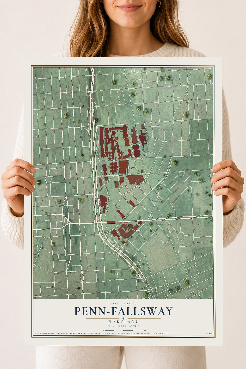 Map of Penn-Fallsway, Maryland, 18 x 24 inch unframed archival matte print