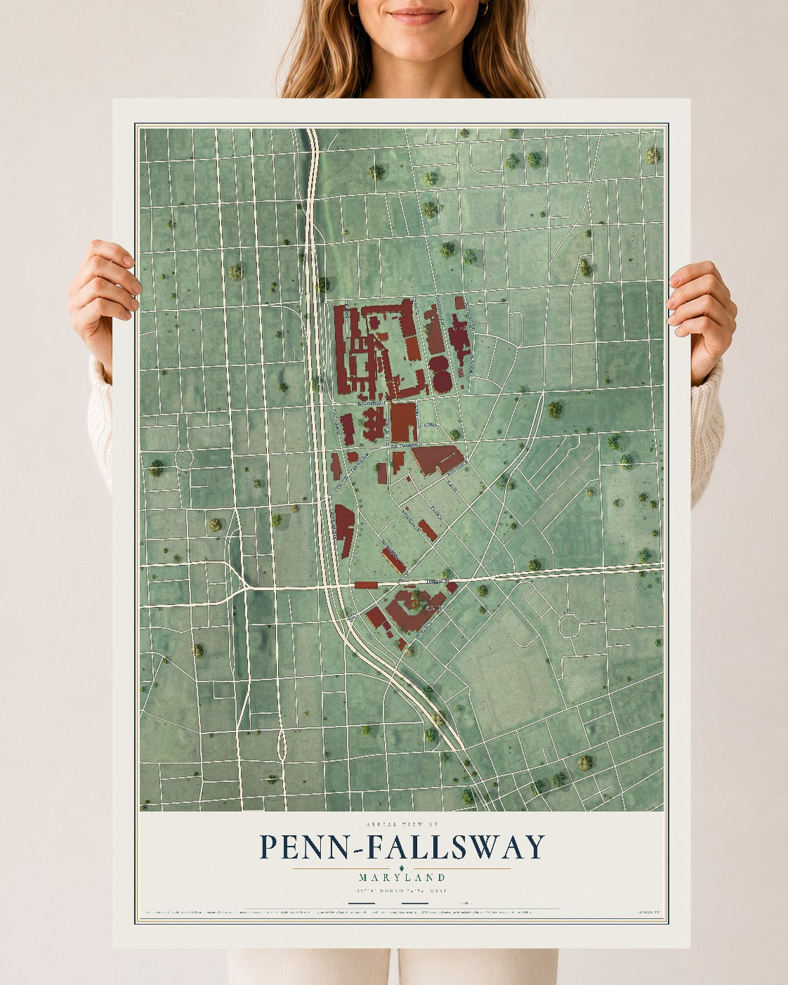 Map of Penn-Fallsway, Maryland, 24 x 36 inch unframed archival matte print