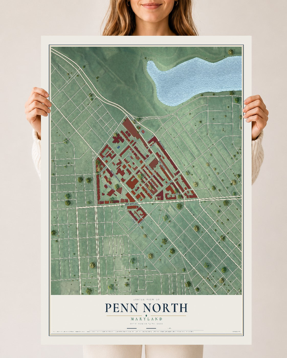 Map of Penn North, Maryland, 24 x 36 inch unframed archival matte print