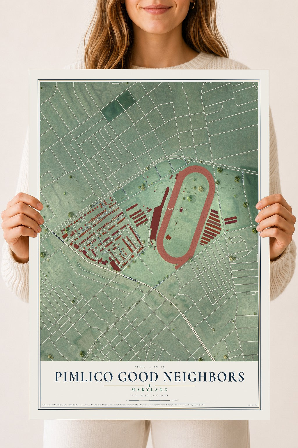 Map of Pimlico Good Neighbors, Maryland, 18 x 24 inch unframed archival matte print