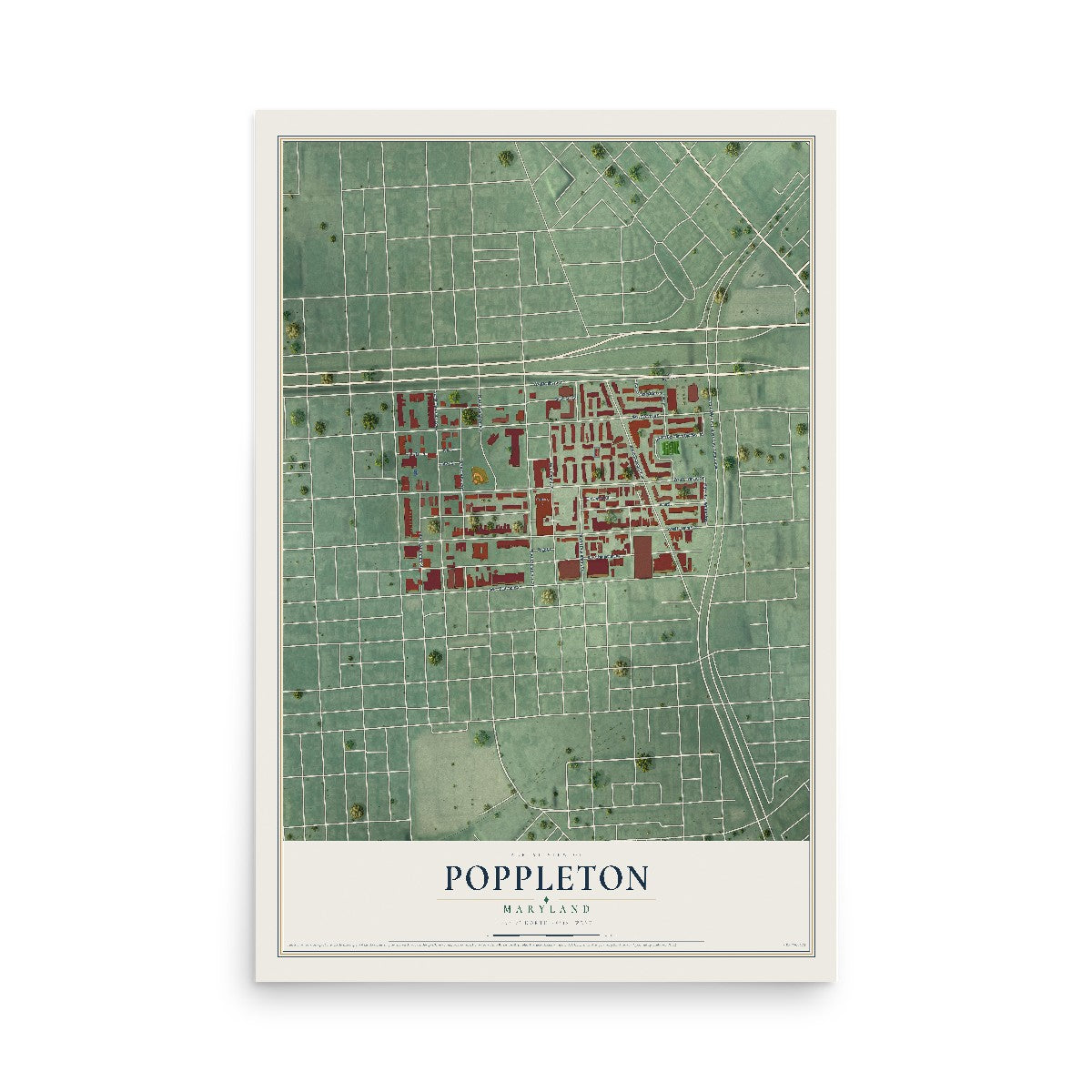Map of Poppleton, Maryland, 12 x 18 inch unframed archival matte print
