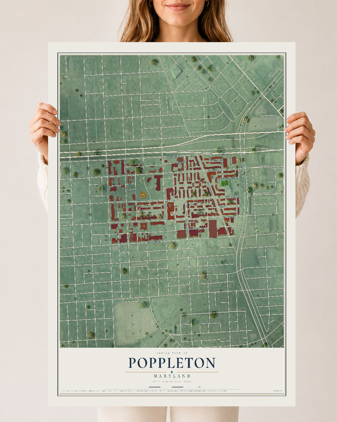 Map of Poppleton, Maryland, 24 x 36 inch unframed archival matte print