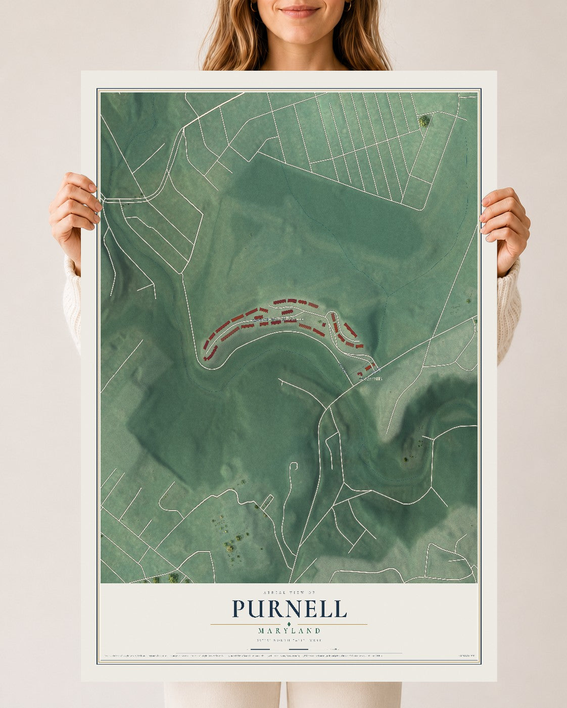 Map of Purnell, Maryland, 24 x 36 inch unframed archival matte print