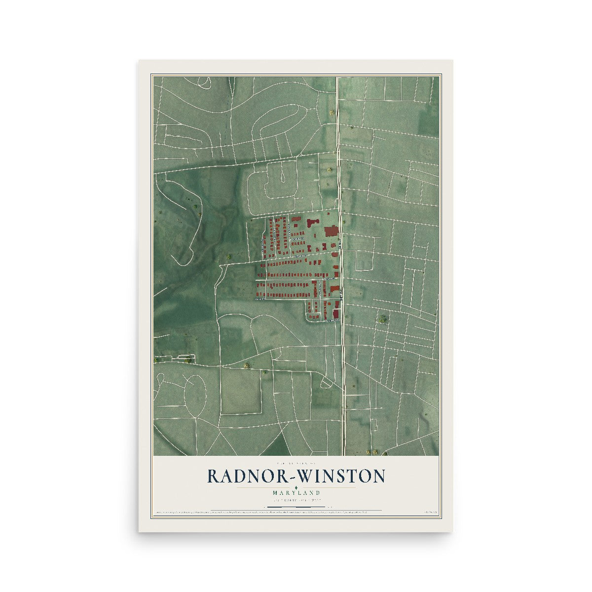 Map of Radnor-Winston, Maryland, 12 x 18 inch unframed archival matte print