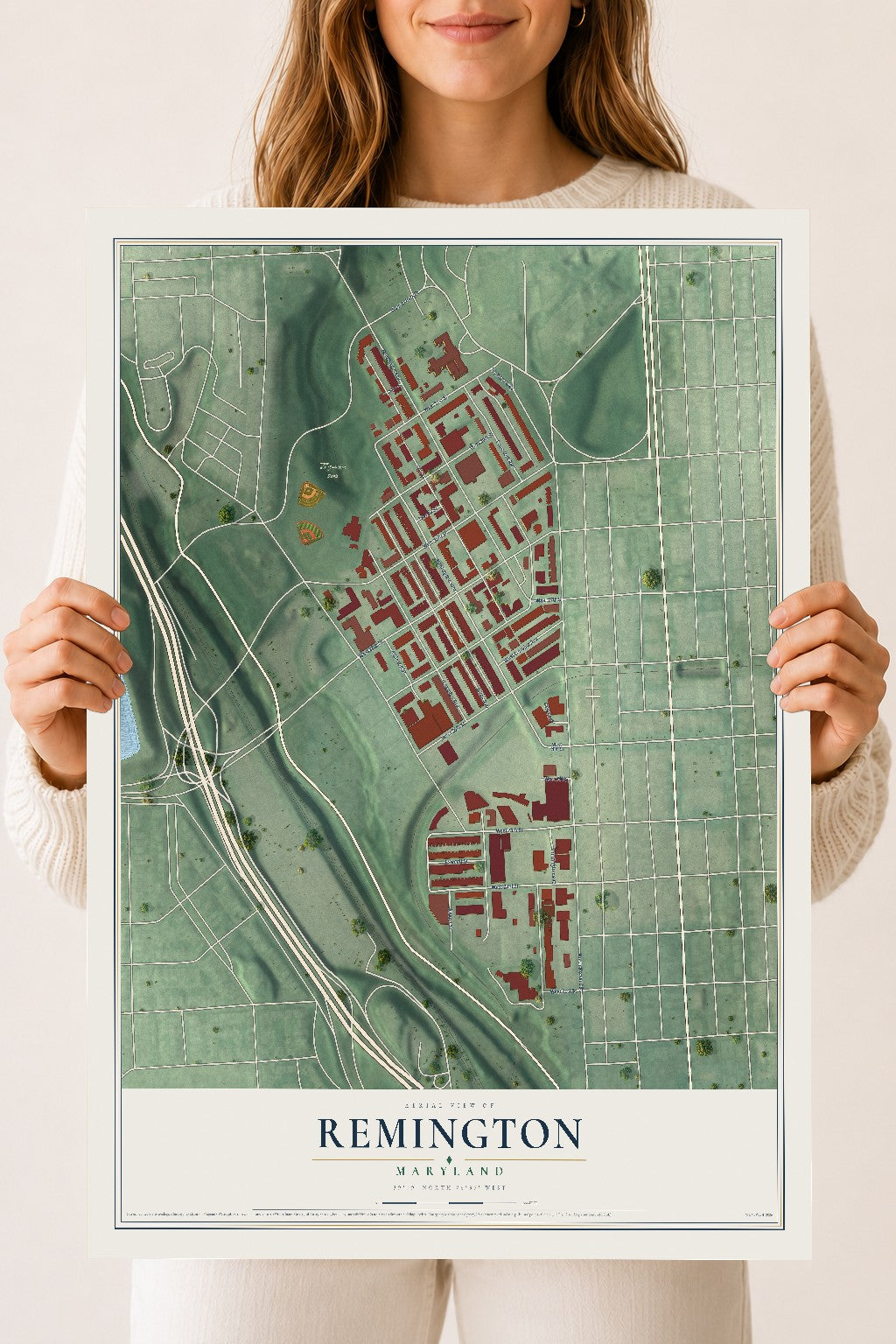 Map of Remington, Maryland, 18 x 24 inch unframed archival matte print