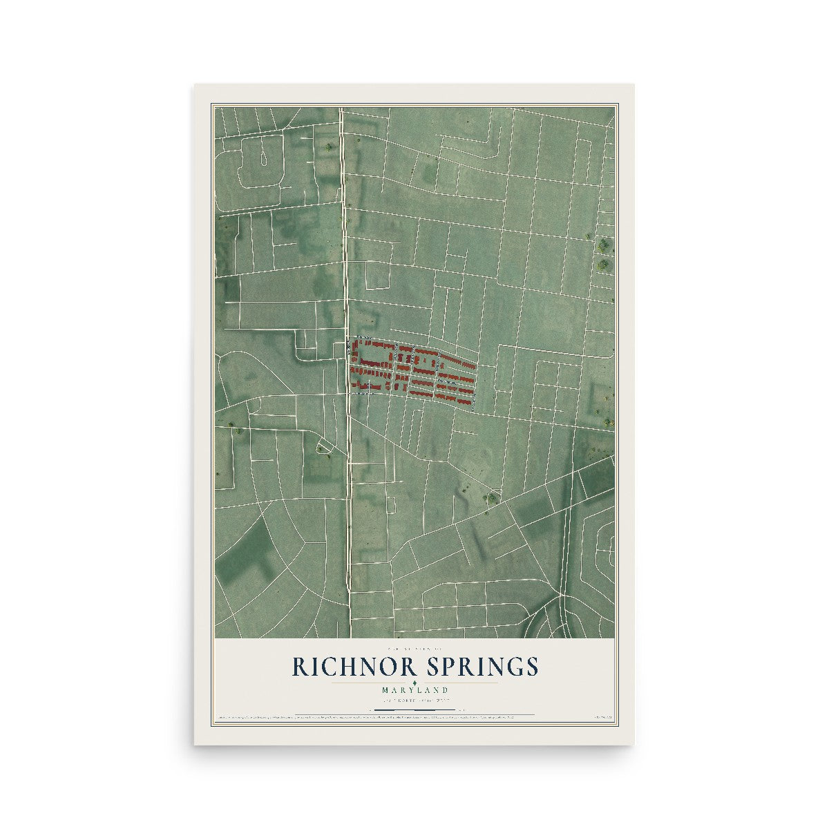 Map of Richnor Springs, Maryland, 12 x 18 inch unframed archival matte print