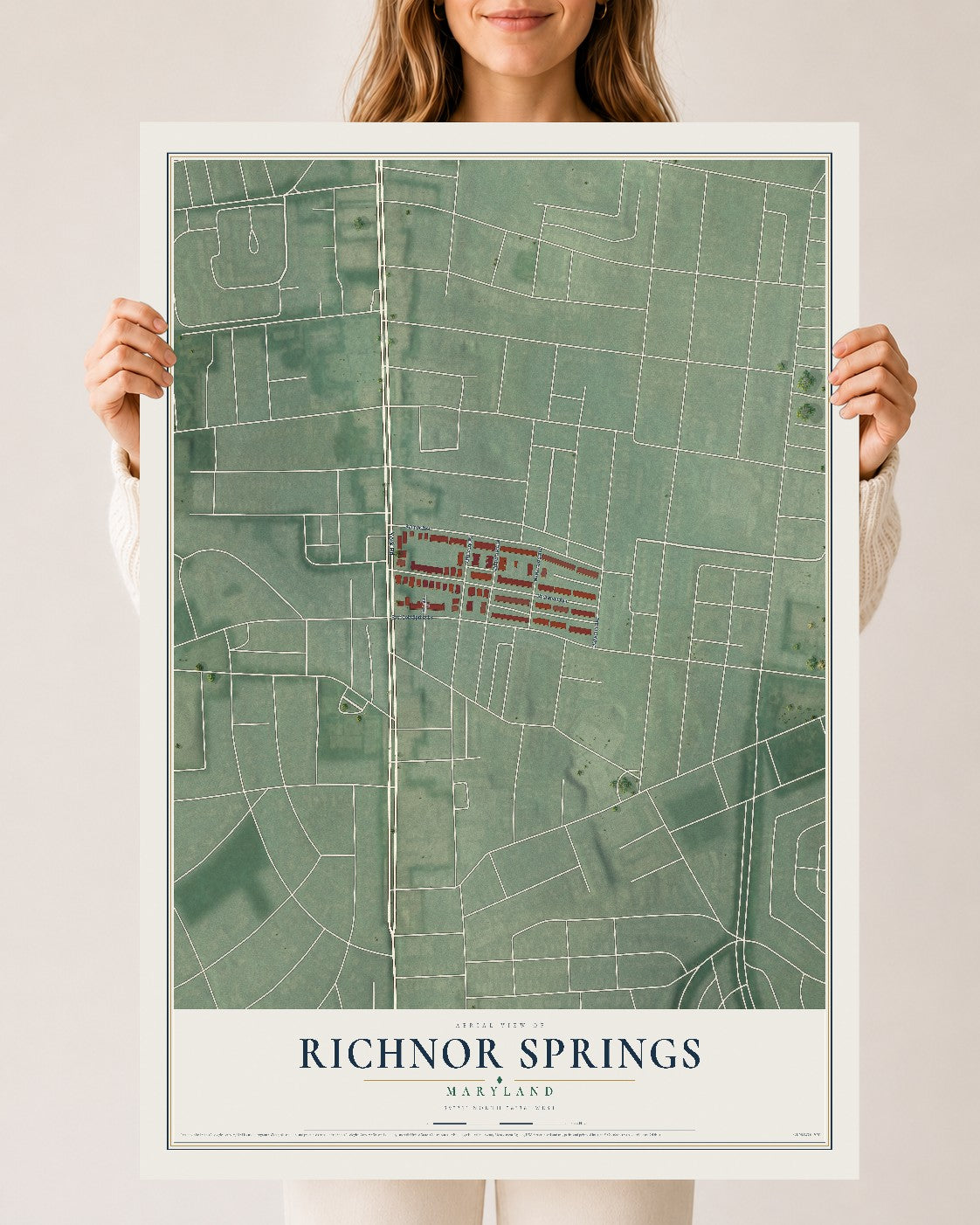 Map of Richnor Springs, Maryland, 24 x 36 inch unframed archival matte print