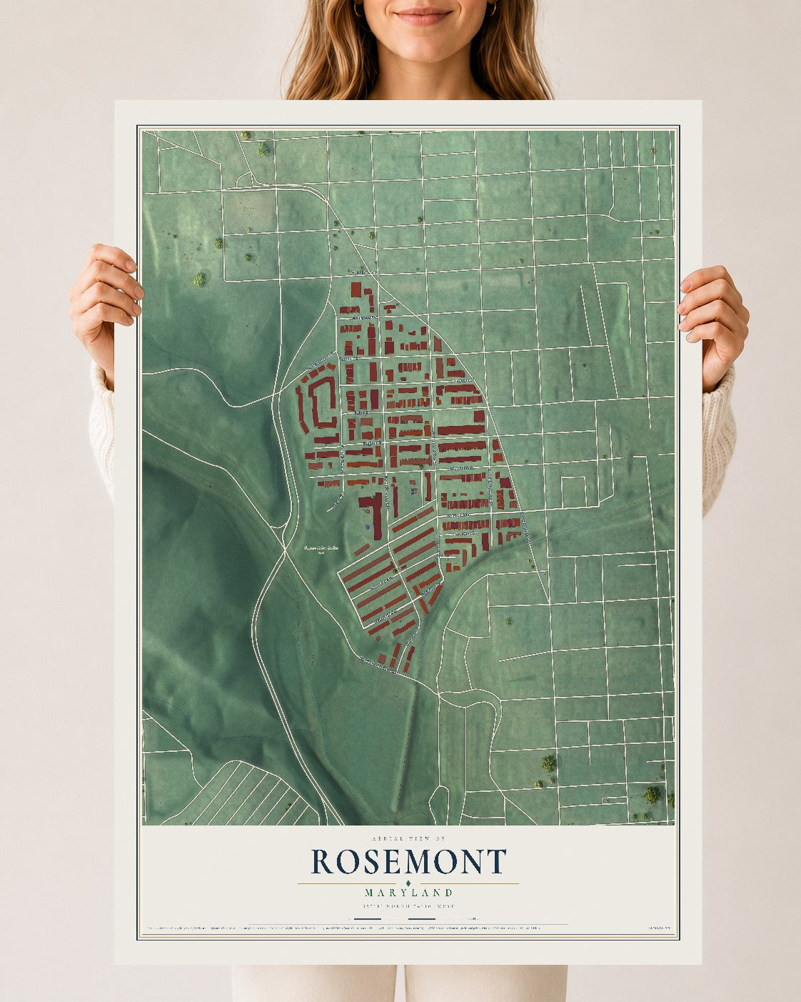 Map of Rosemont, Baltimore, Maryland, 24 x 36 inch unframed archival matte print