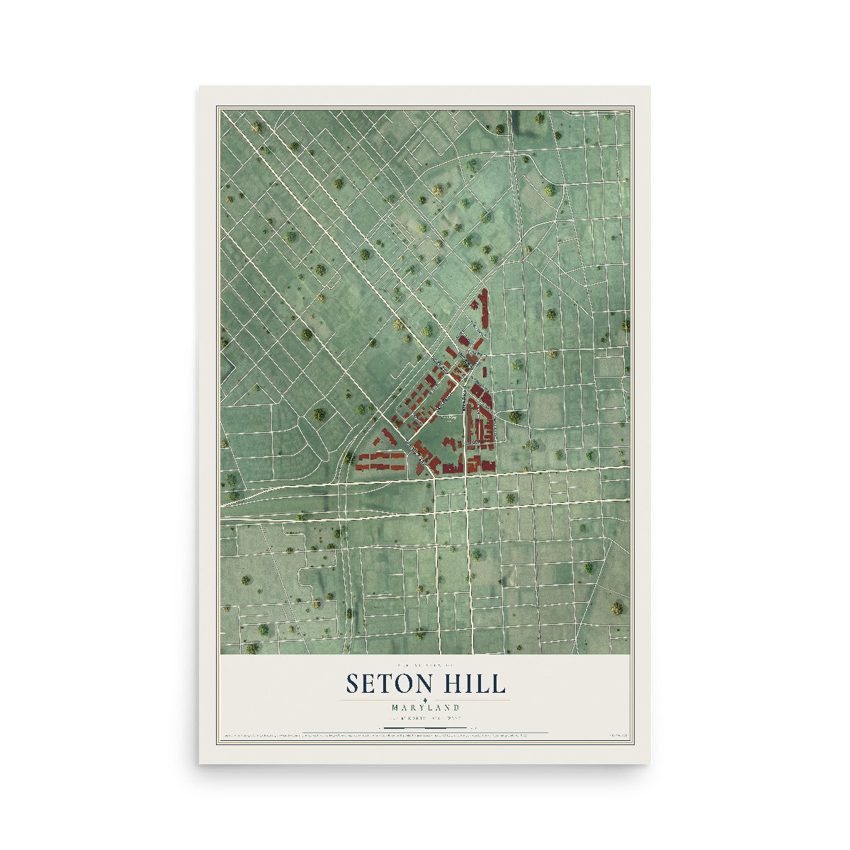 Map of Seton Hill, Maryland, 12 x 18 inch unframed archival matte print