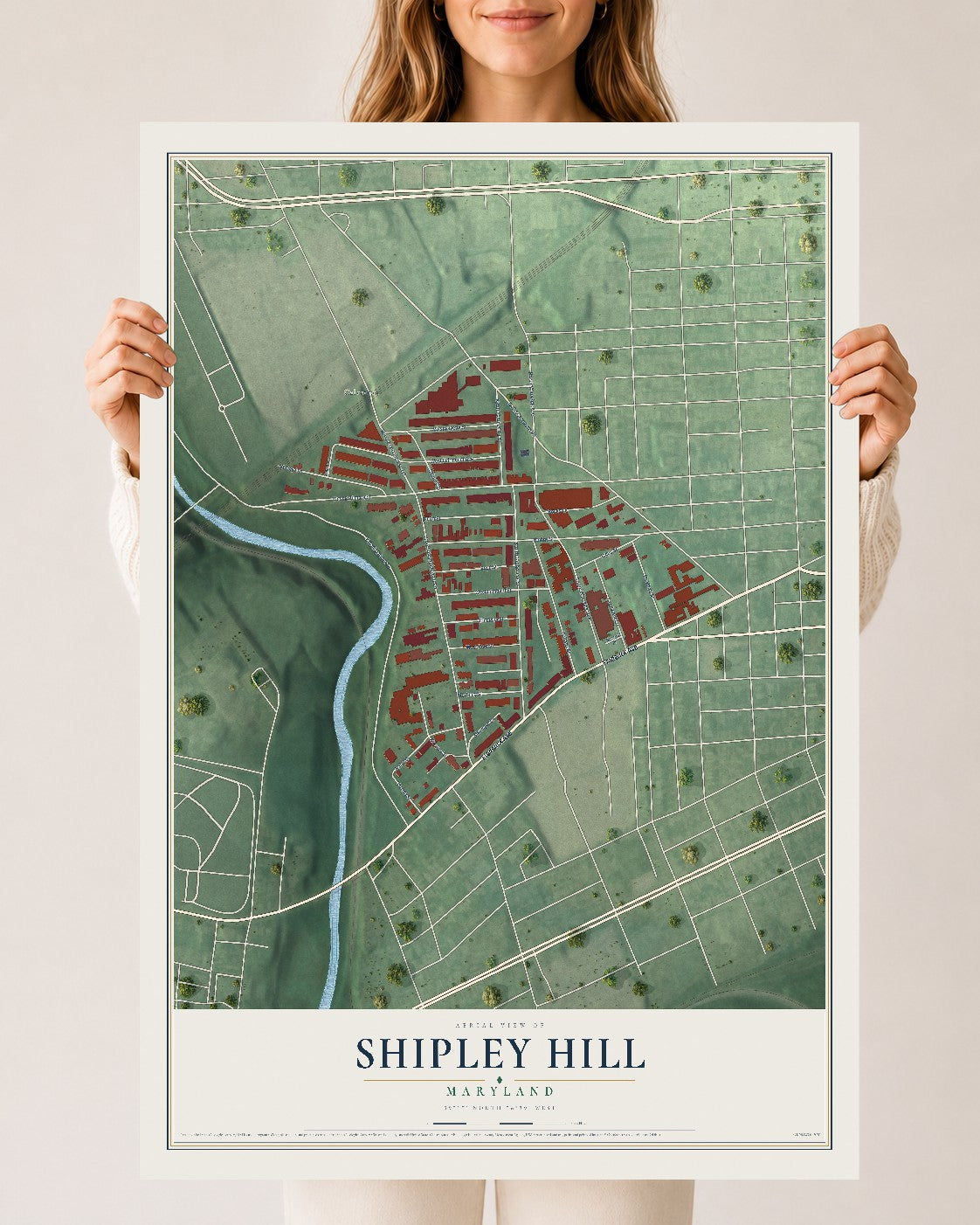 Map of Shipley Hill, Maryland, 24 x 36 inch unframed archival matte print