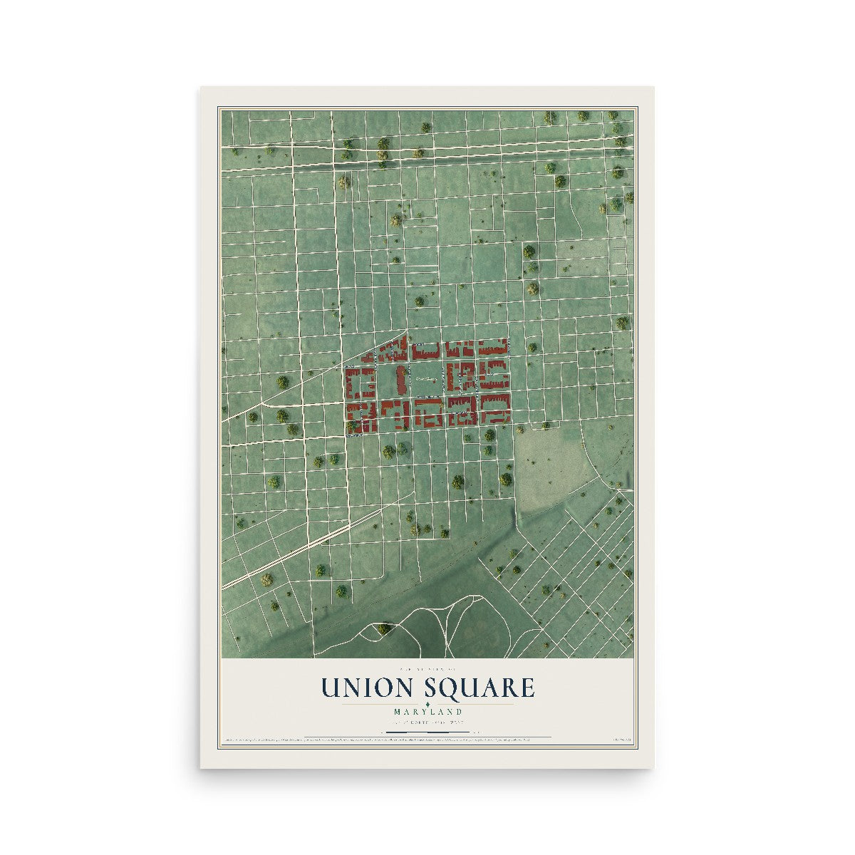 Map of Union Square, Maryland, 12 x 18 inch unframed archival matte print