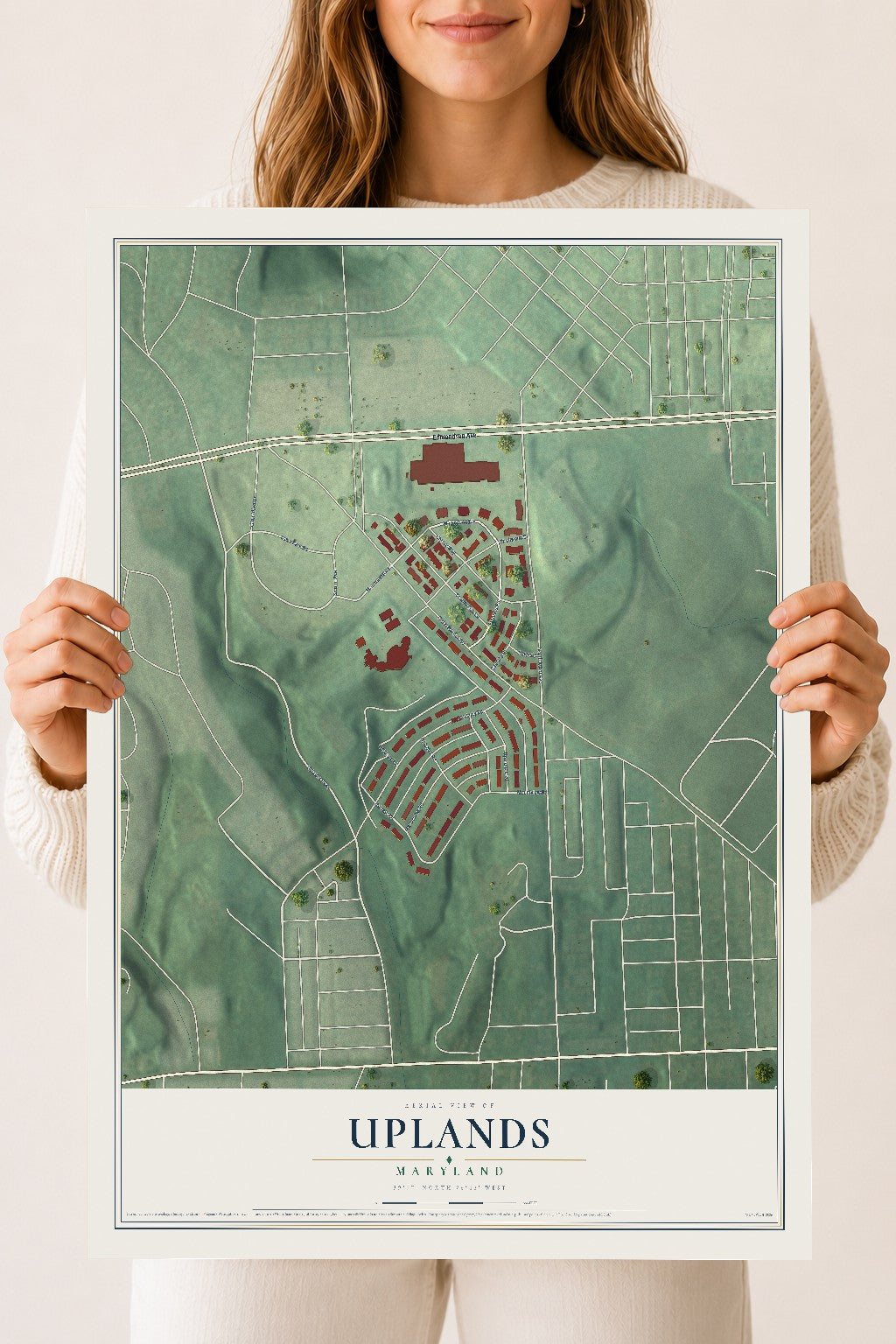 Map of Uplands, Maryland, 18 x 24 inch unframed archival matte print