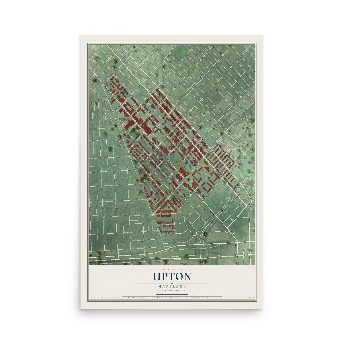 Map of Upton, Maryland, 12 x 18 inch unframed archival matte print