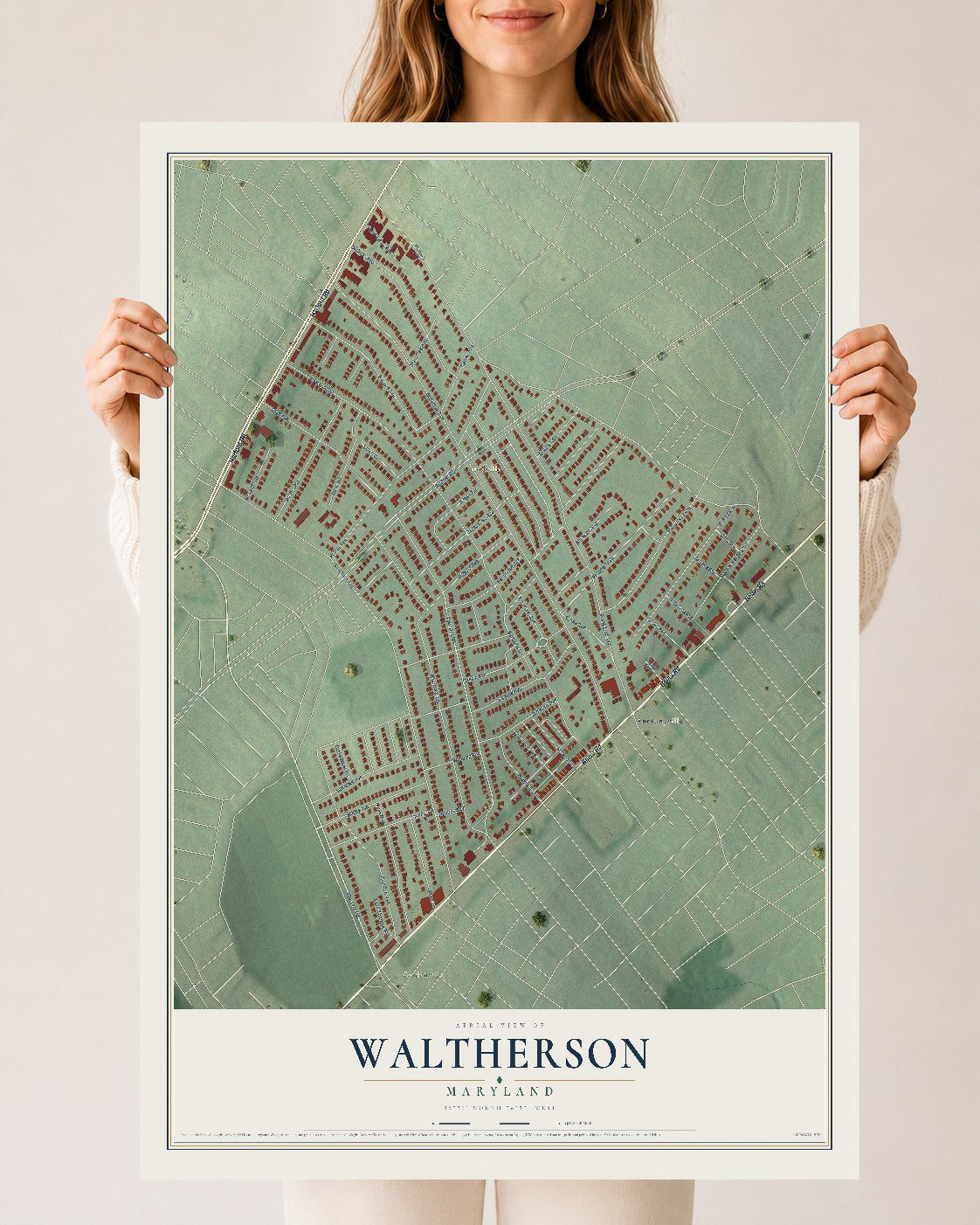 Map of Waltherson, Maryland, 24 x 36 inch unframed archival matte print