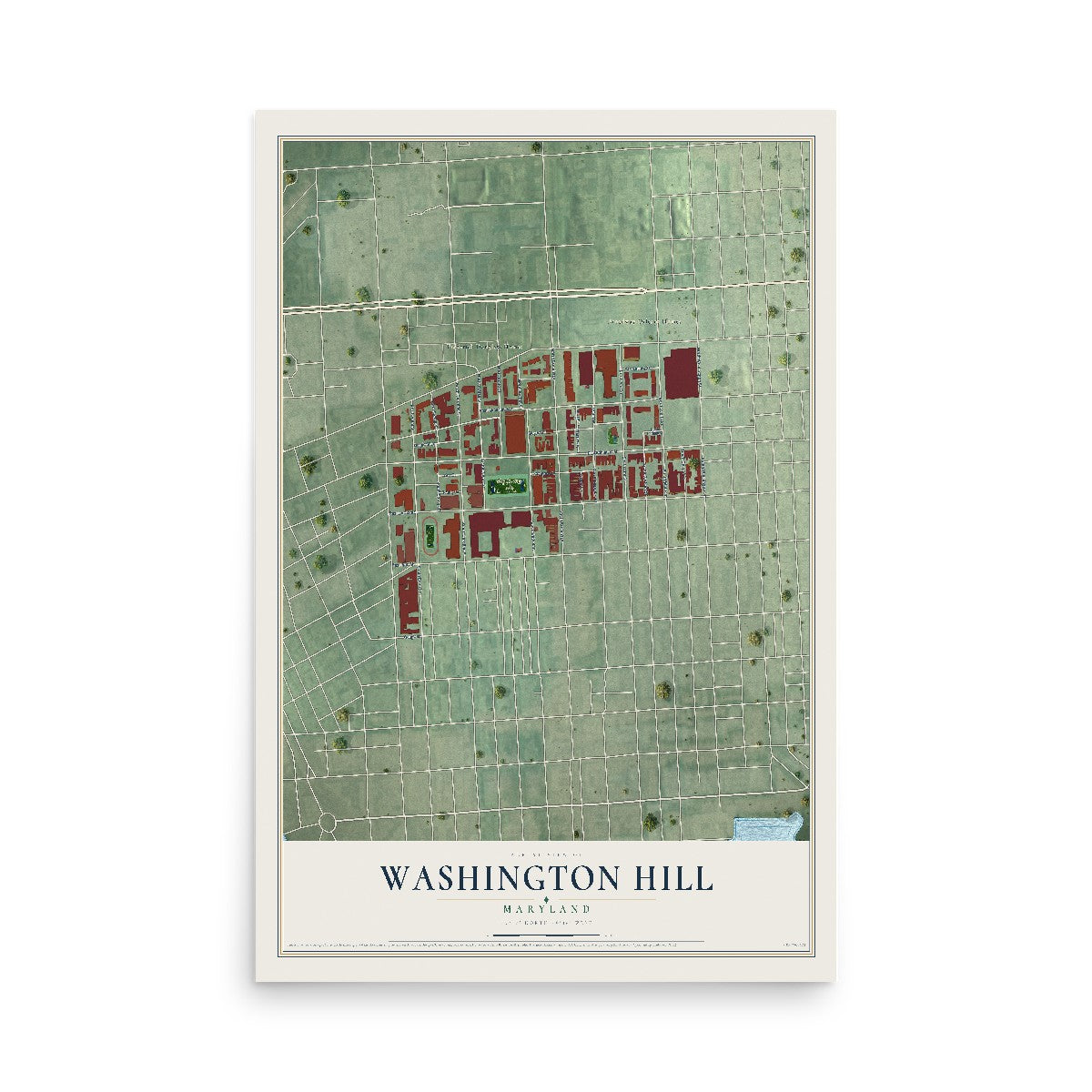 Map of Washington Hill, Maryland, 12 x 18 inch unframed archival matte print