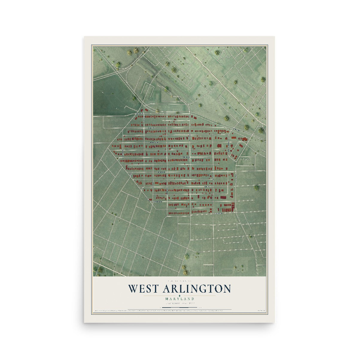Map of West Arlington, Maryland, 12 x 18 inch unframed archival matte print