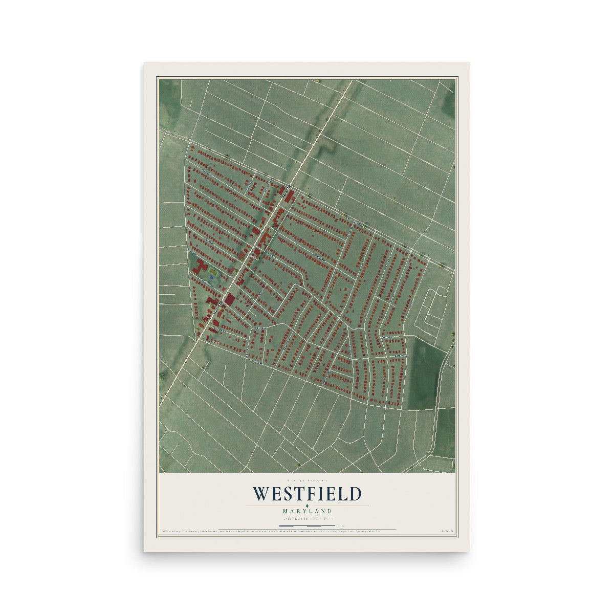 Map of Westfield, Maryland, 12 x 18 inch unframed archival matte print