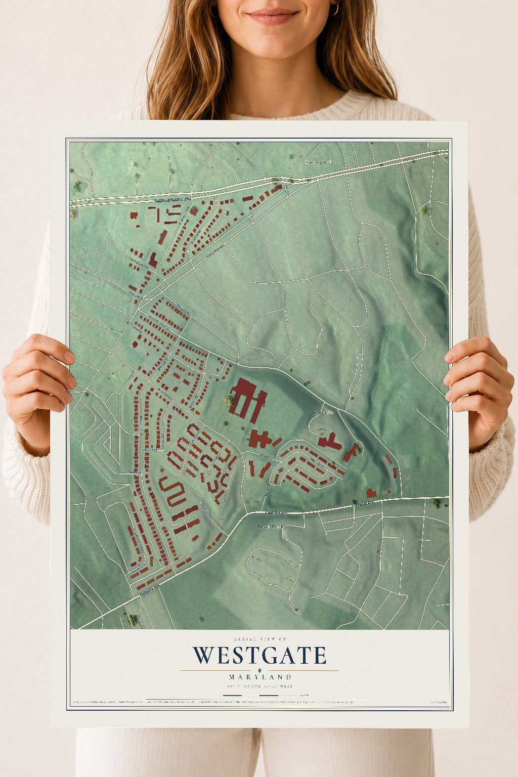Map of Westgate, Maryland, 18 x 24 inch unframed archival matte print