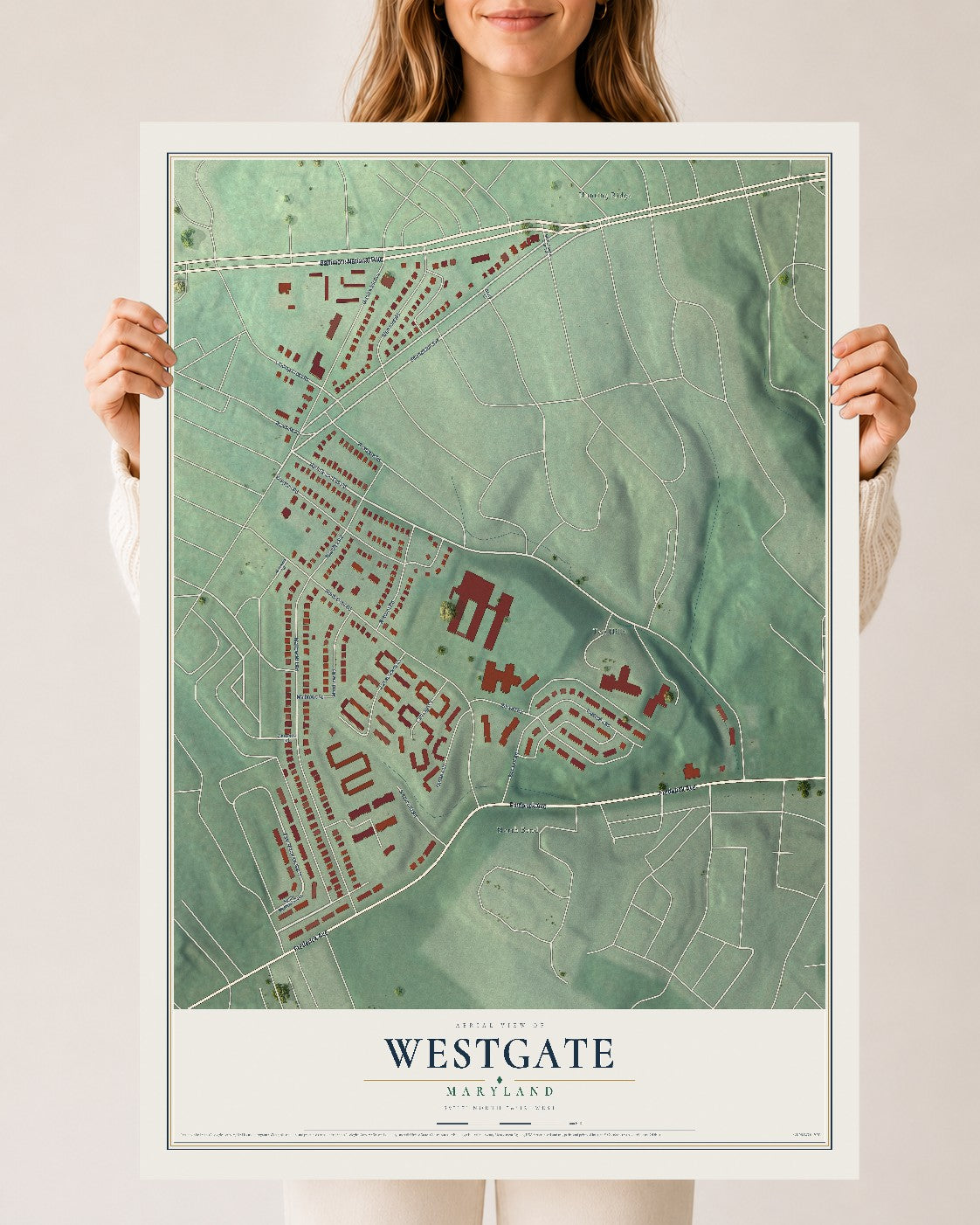 Map of Westgate, Maryland, 24 x 36 inch unframed archival matte print