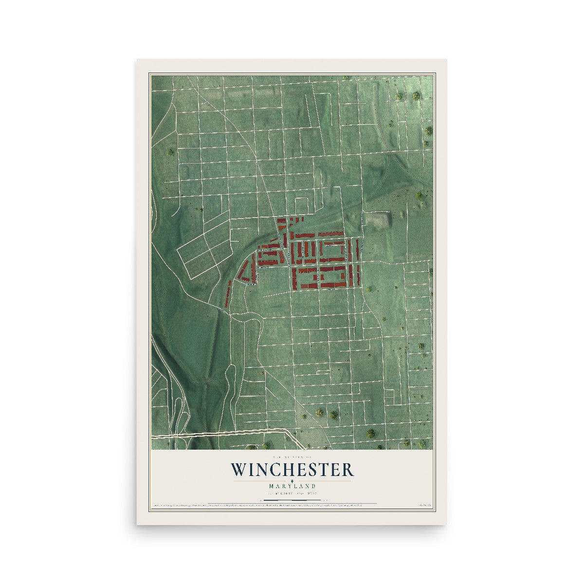 Map of Winchester, Maryland, 12 x 18 inch unframed archival matte print