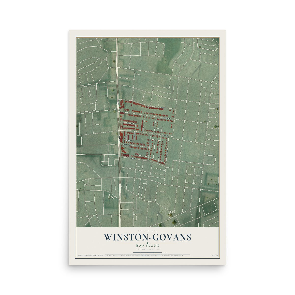 Map of Winston-Govans, Maryland, 12 x 18 inch unframed archival matte print