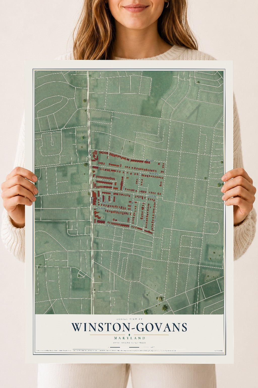 Map of Winston-Govans, Maryland, 18 x 24 inch unframed archival matte print