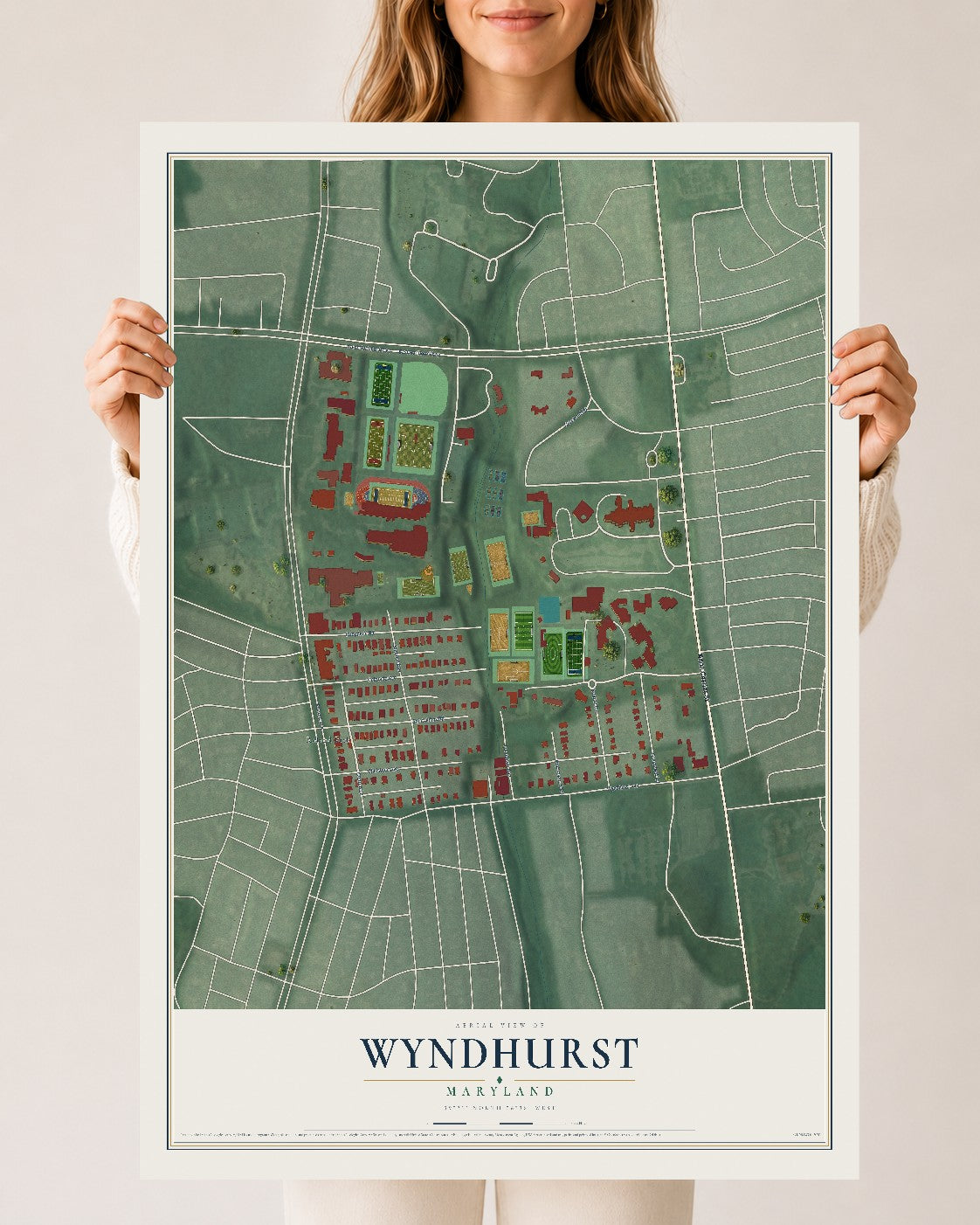 Map of Wyndhurst, Maryland, 24 x 36 inch unframed archival matte print