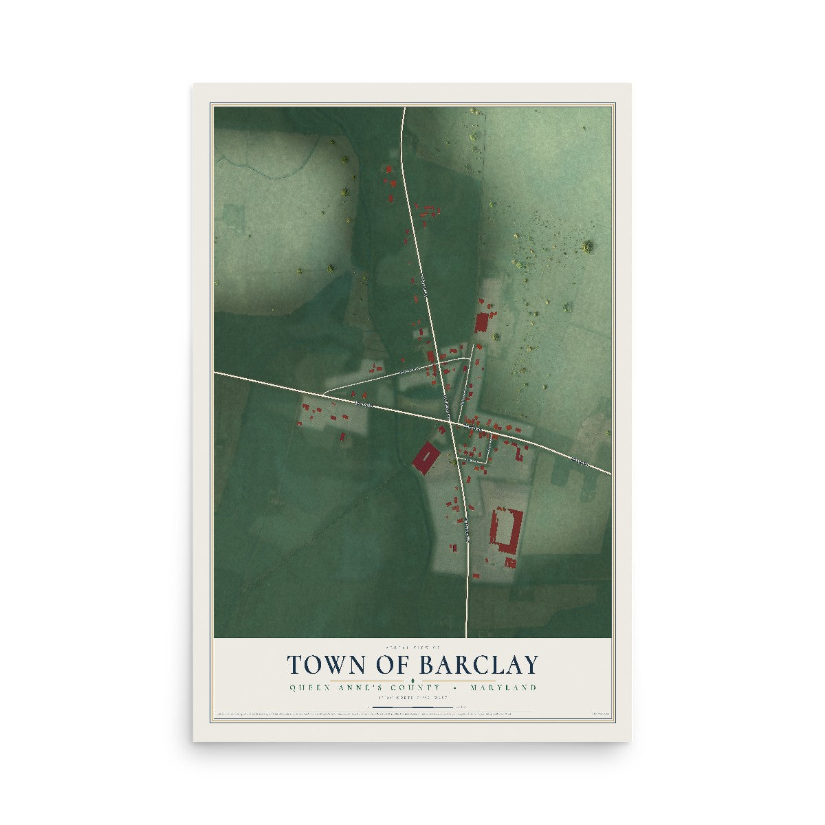 Map of Barclay, Maryland, 12 x 18 inch unframed archival matte print