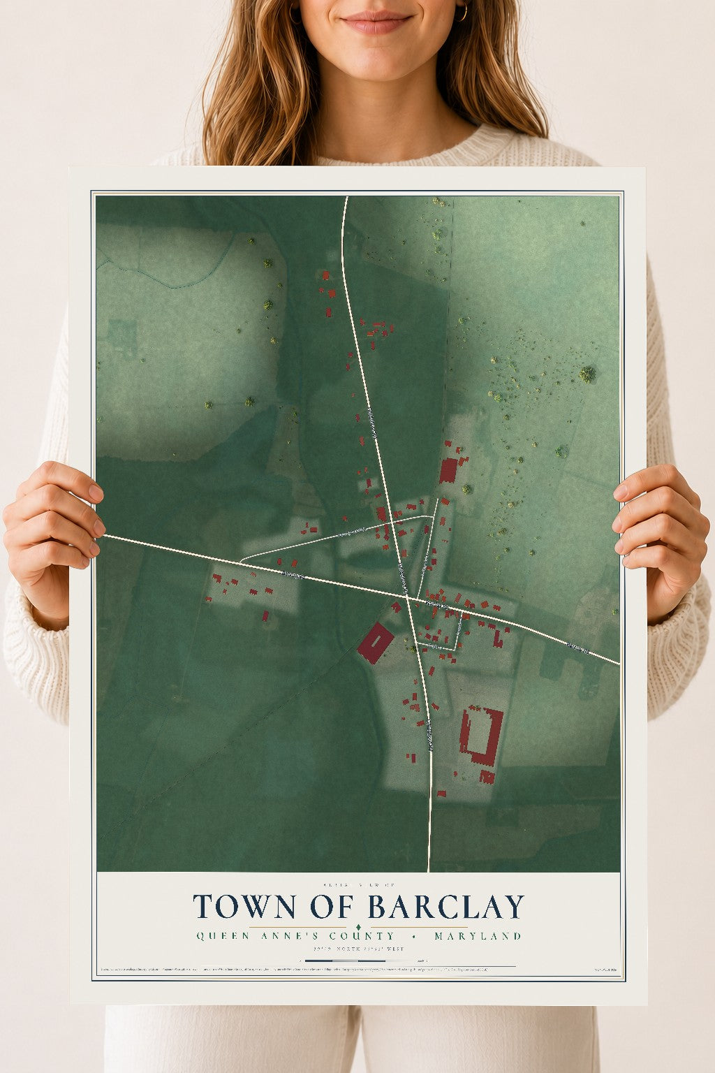 Map of Barclay, Maryland, 18 x 24 inch unframed archival matte print