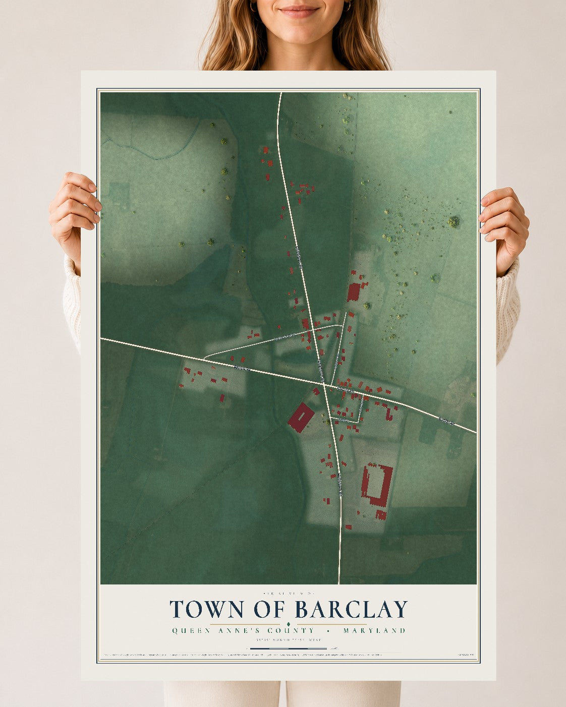 Map of Barclay, Maryland, 24 x 36 inch unframed archival matte print