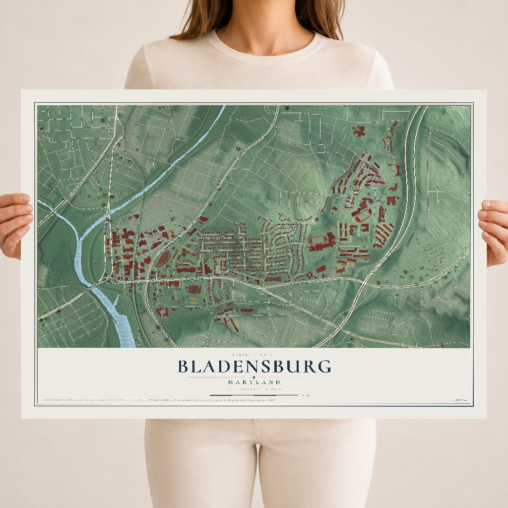 Map of Bladensburg, Maryland, 18 x 24 inch unframed archival matte print
