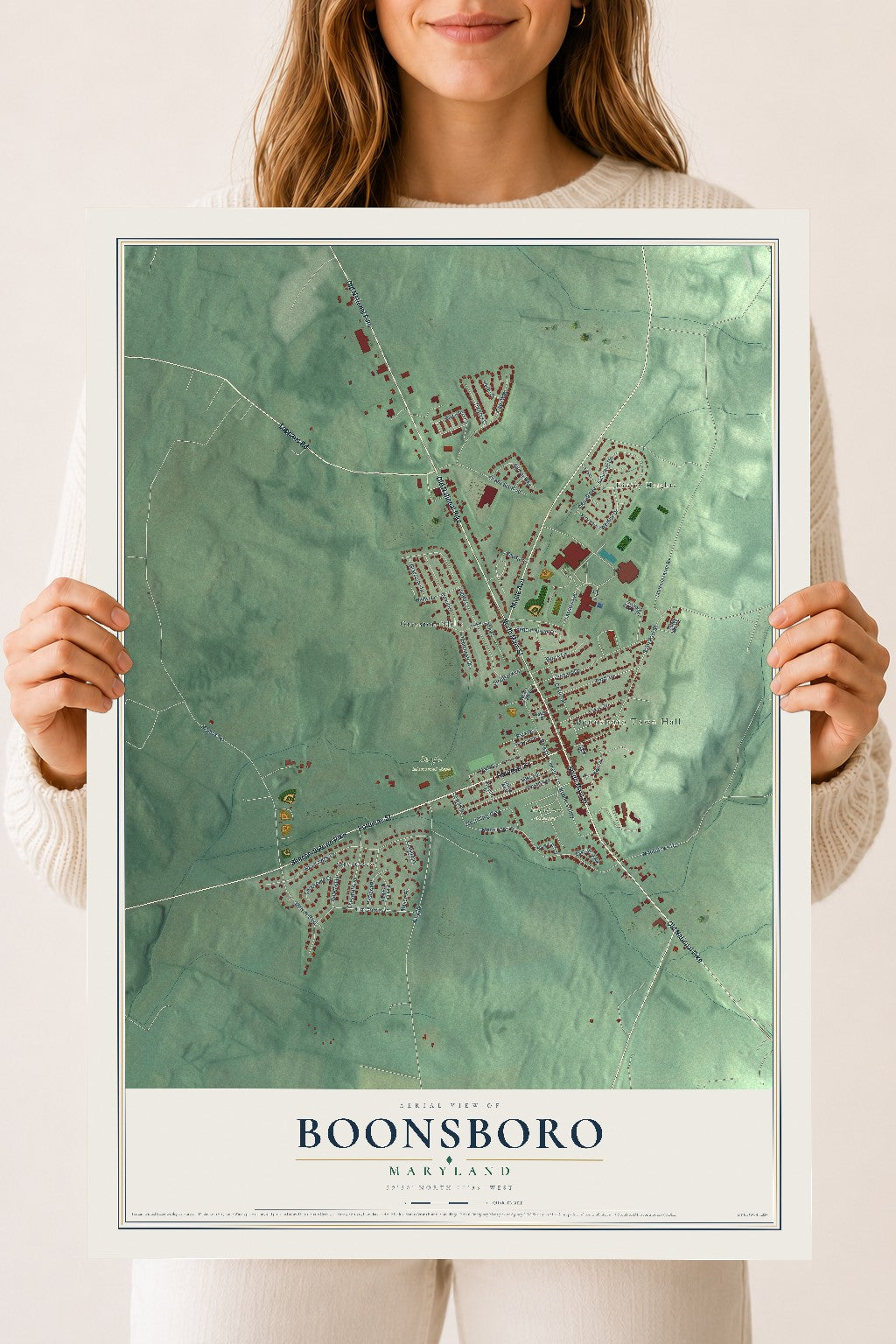 Map of Boonsboro, Maryland, 18 x 24 inch unframed archival matte print