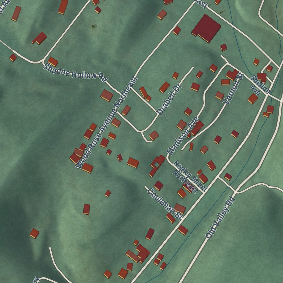 Close-up of the map of Bowmans Addition, Maryland print showing street and building detail